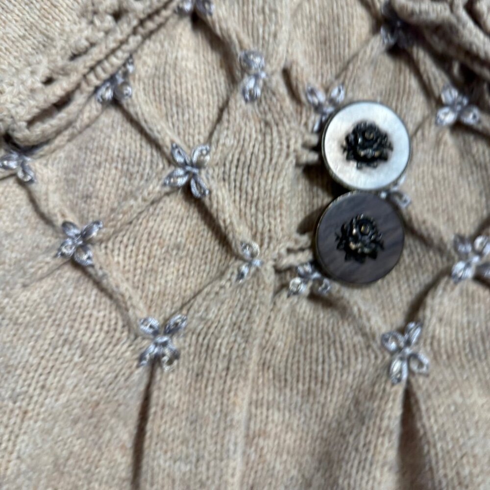 anthropologie leifsdottir Lisel Cardigan 90% wool chunky beige cardigan; Size S - Picture 8 of 9